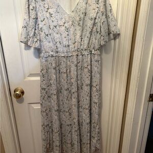 Grace Karin Floral Midi Dress in Light Gray